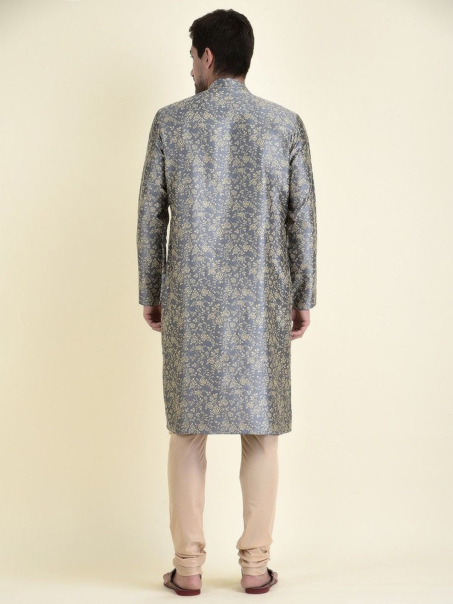 TABARD Grey Cotton Regular Fit Printed Kurta Bottom Set