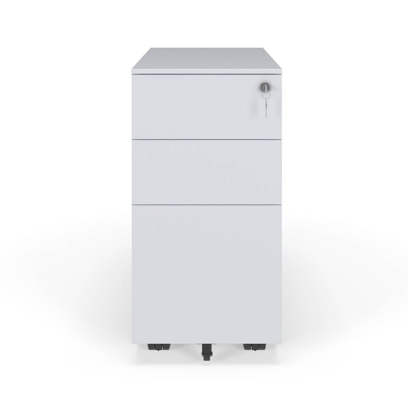 Slim Mobile Metal Pedestal Filing Cabinet White - HON BASYX