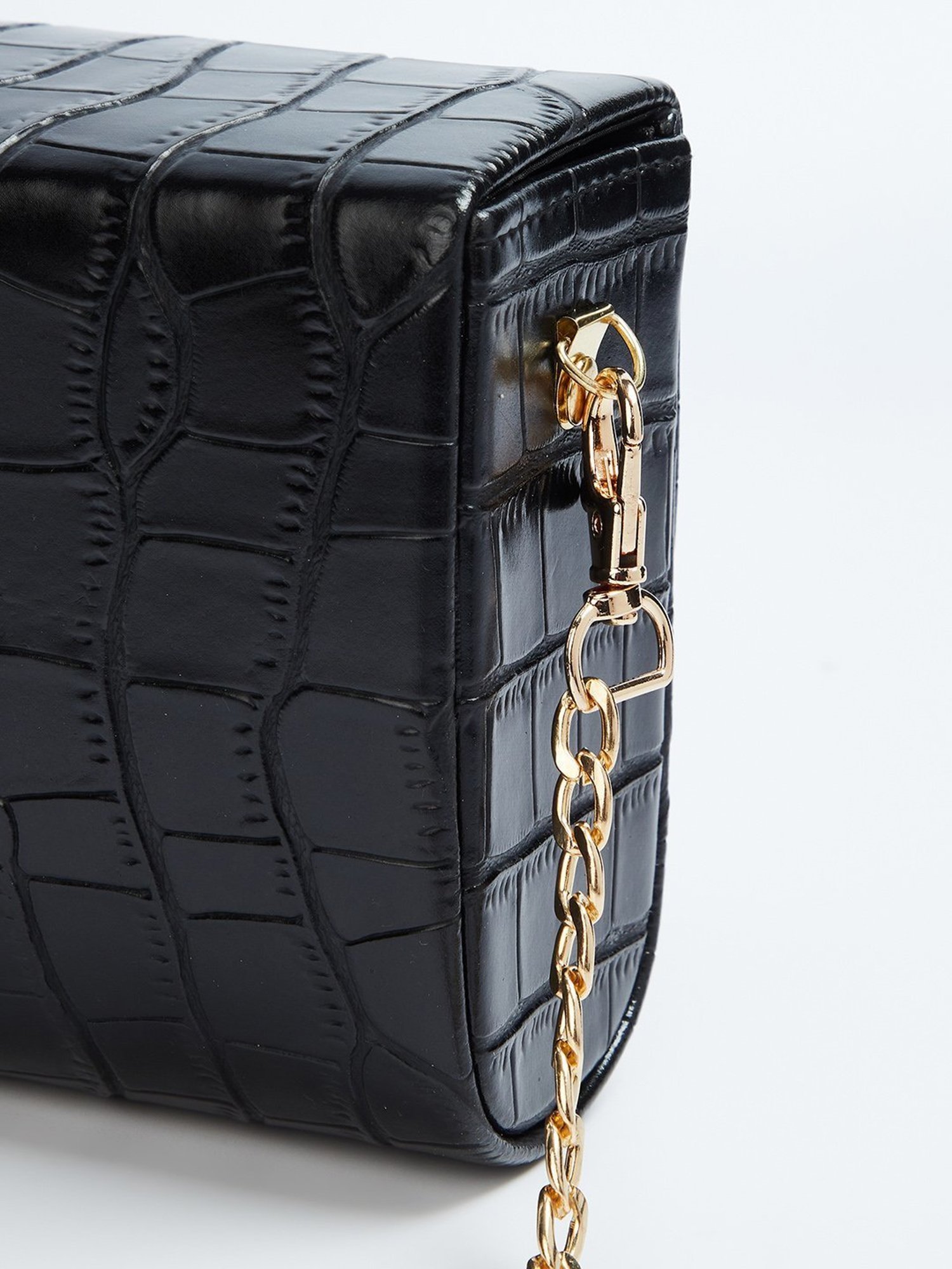 Code by Lifestyle Black Textured Sling Handbag