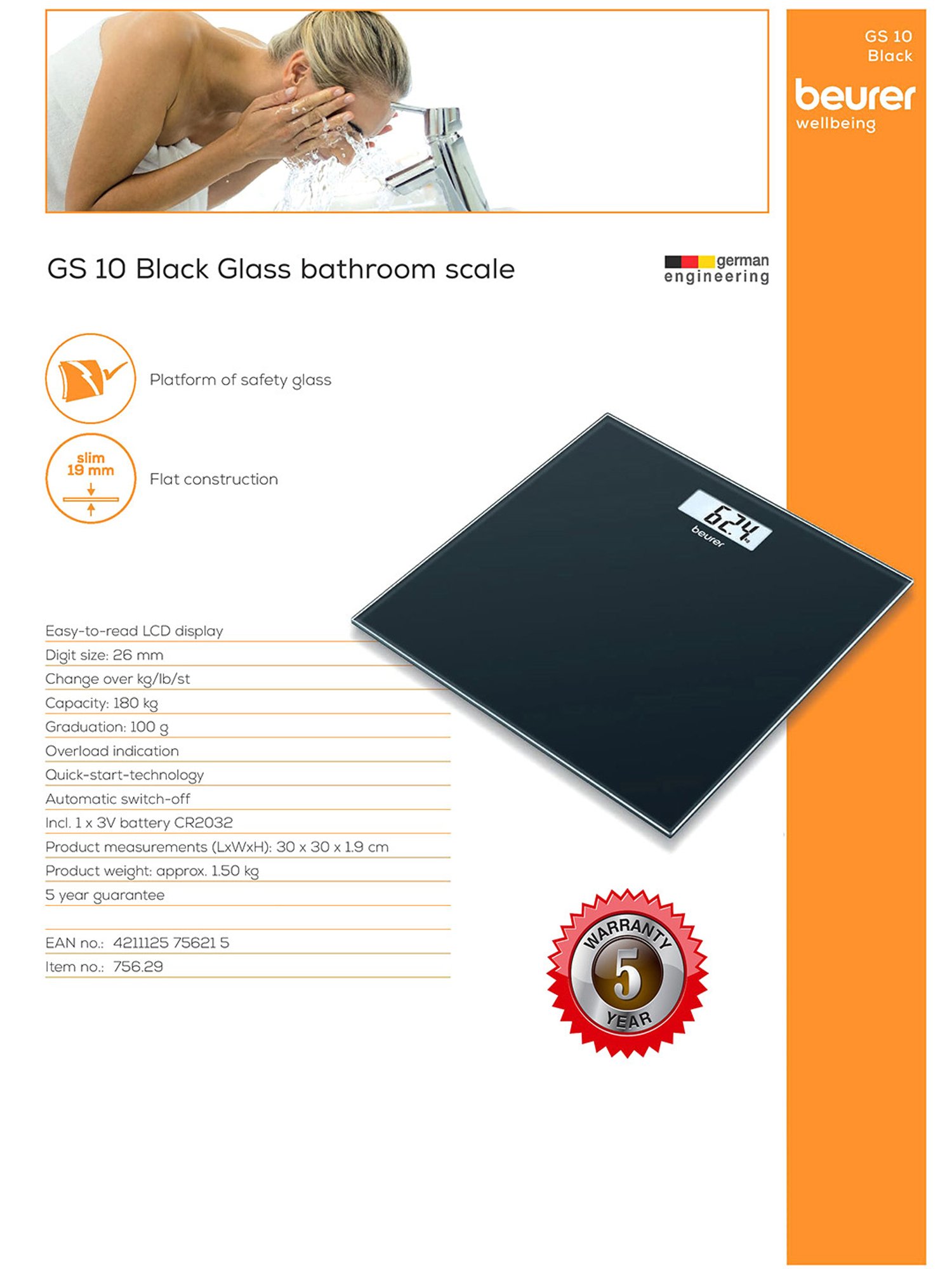 Beurer GS 10 Glass Bathroom/Weighing Scale