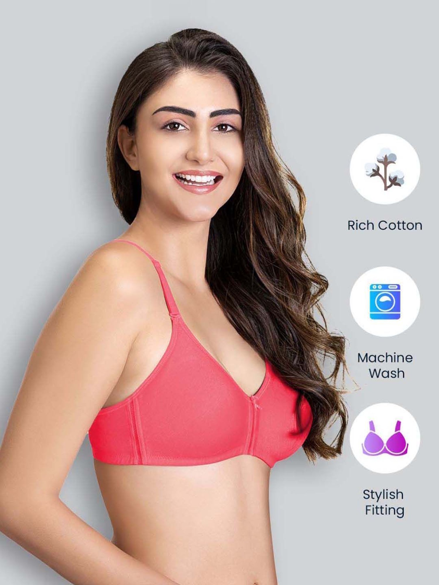 Lyra Peach Cotton T-Shirt Bra