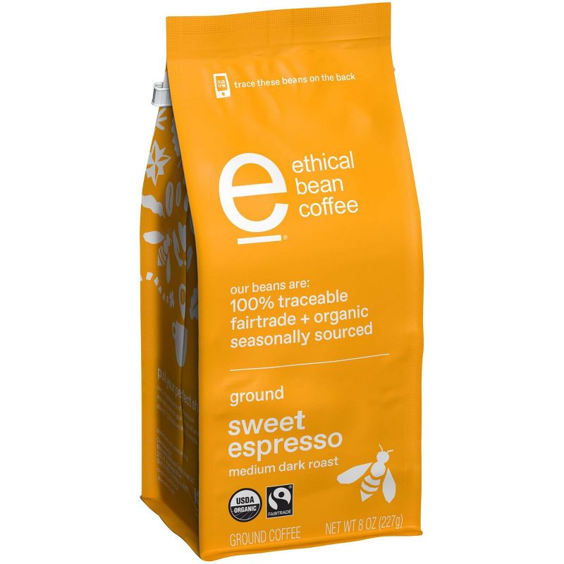 Ethical Bean Coffee Sweet Espresso Medium Dark Roast Ground Coffee - 8oz