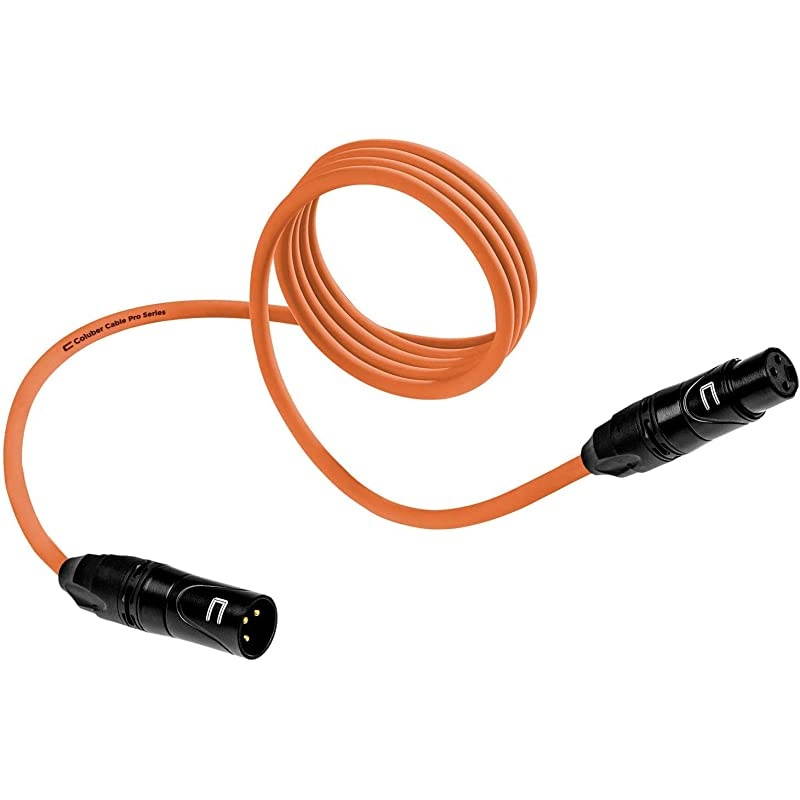 XLR Cable Male to Female 25 Feet Orange Pro 3Pin Microphone Connector for Powered Speakers Audio Interface or Mixer for Live Performance Recording