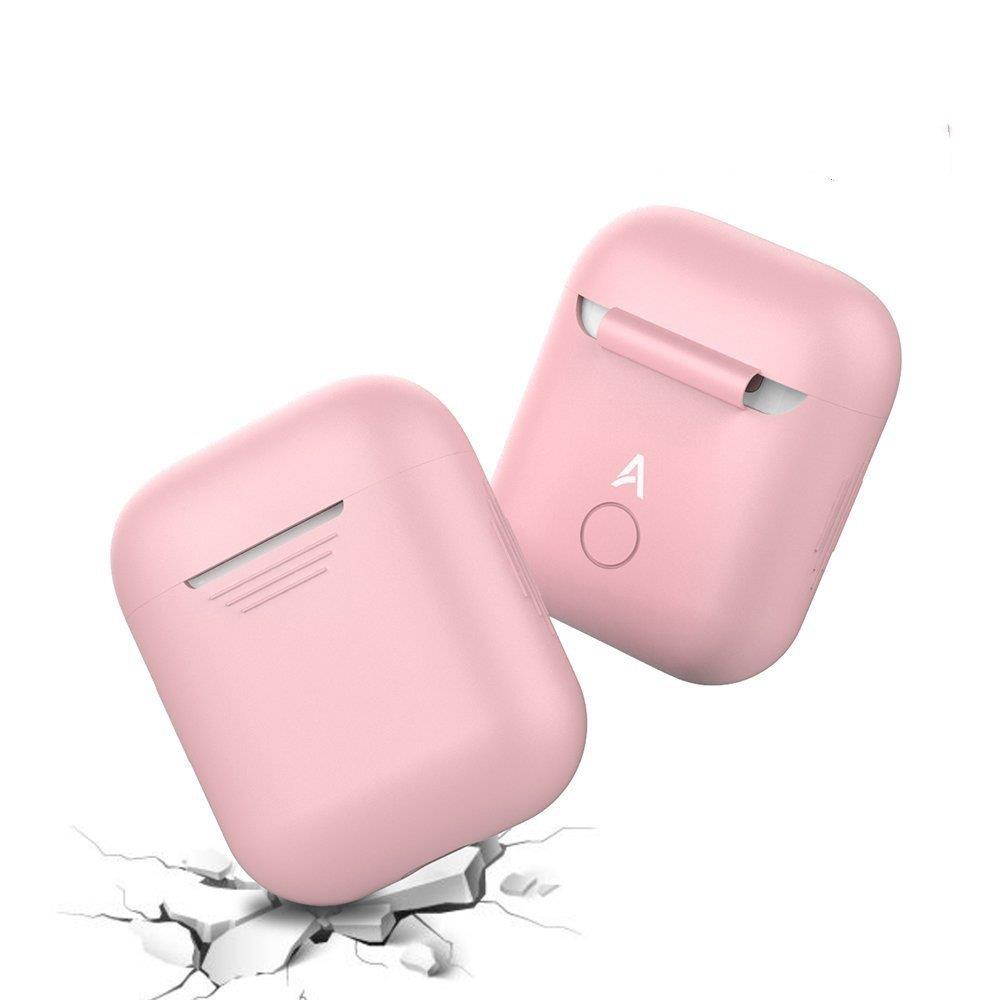 Silicone Shock Proof Protective Cover Case Sleeve Skin for AirPods Air Pods Wireless Headphone Charging Box (Pink)