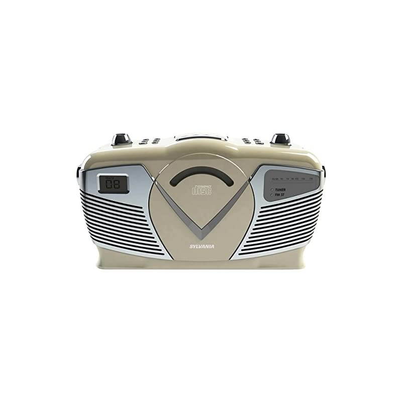 Portable Cd Boombox with AmFM Radio Retro Style Cream
