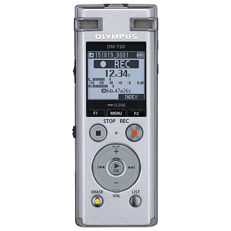 Voice Recorder DM720 with 4GB Micro SD Slot USB Charging Direction PC Connection Transcription Mode Silver