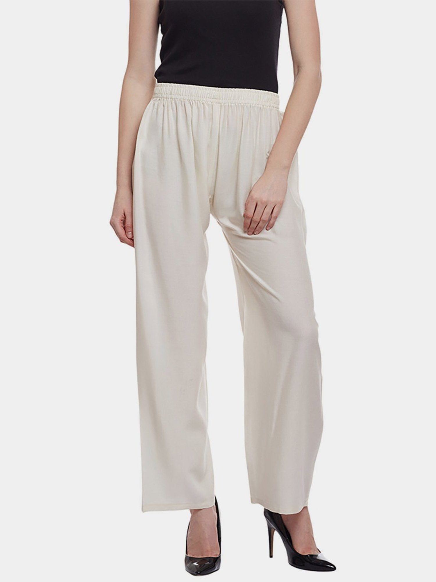 Castle Off-White Straight Fit Palazzos