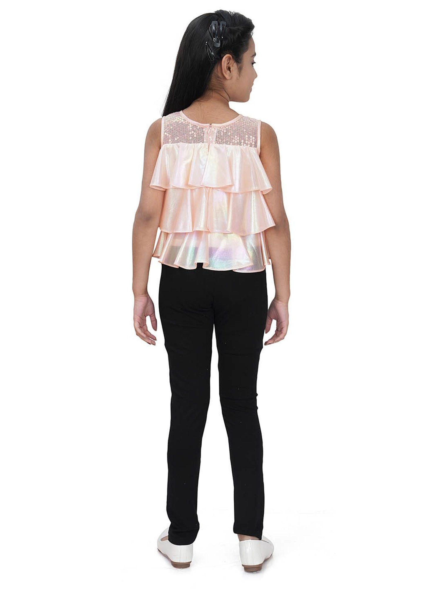 Tiny Girl Peach Embellished Top