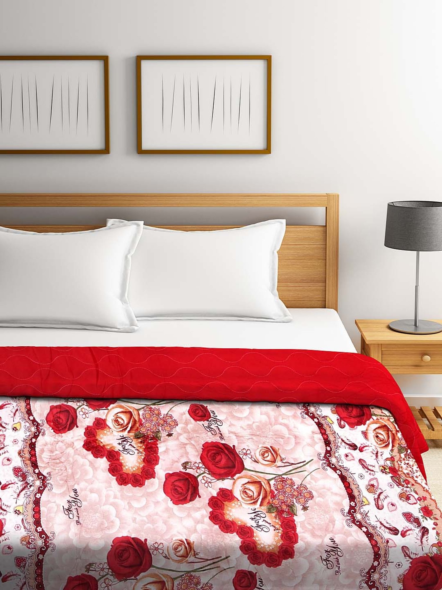 Welspun Bliss Light Silver & Blue Microfibre 120 GSM Shell Double Bed Quilt