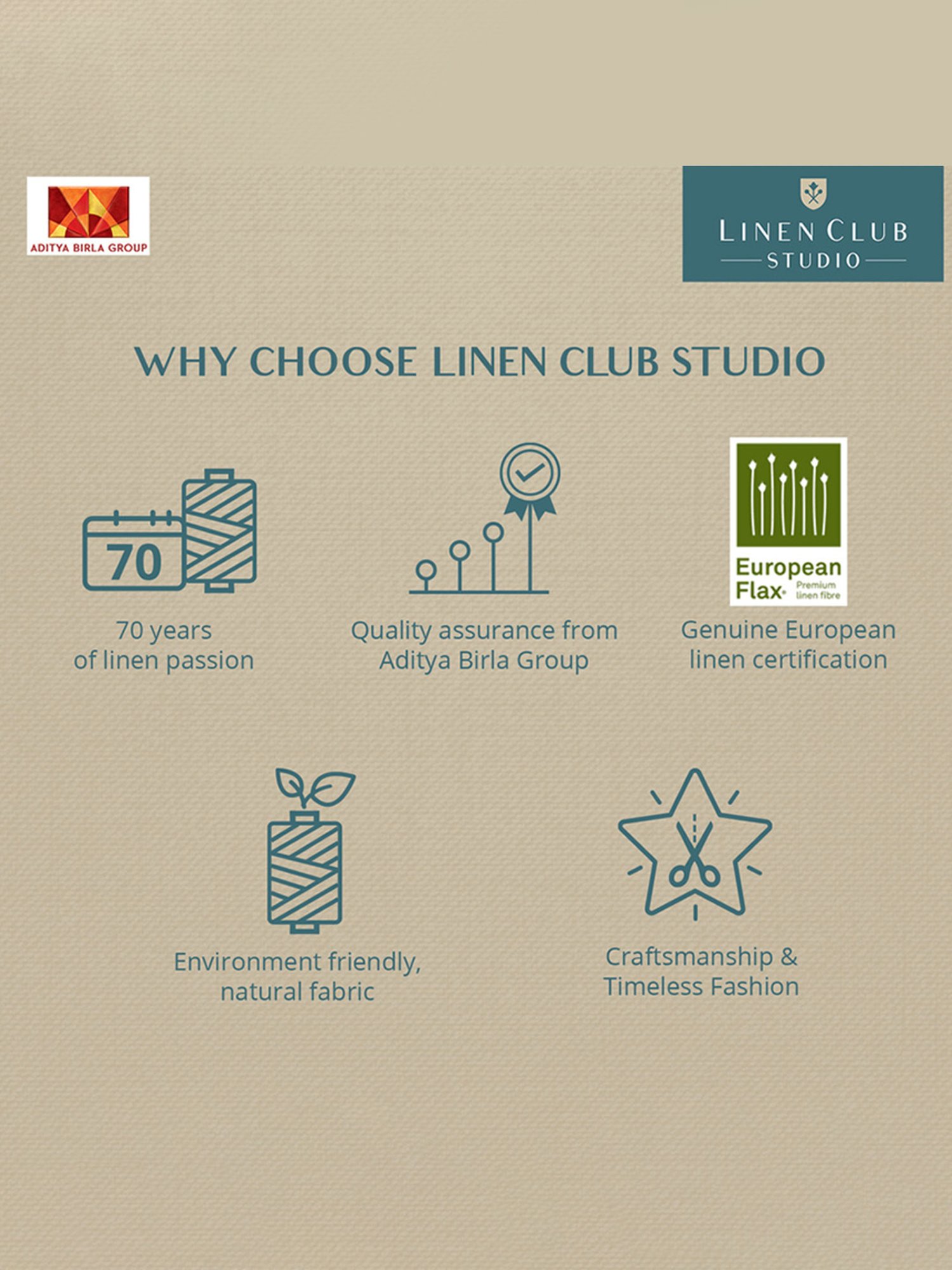 Linen Club Brown Printed Pure Linen Stole