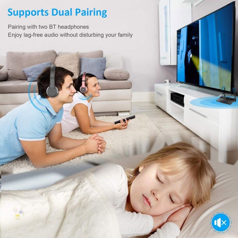 WB2 Bluetooth 5.0 Transmitter Receiver AAC AptX LL 80m Wireless Audio Adapter 2RCA 3.5mm AUX Jack Music Adapter for TV Headphones Speaker