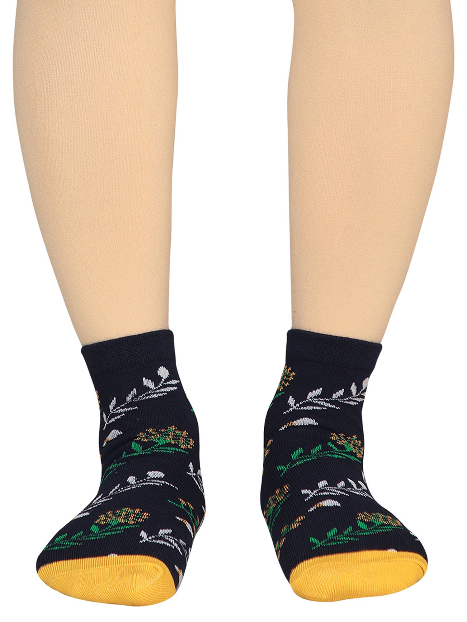 Bodycare Black & Navy Floral Print Socks (Pack Of 2)
