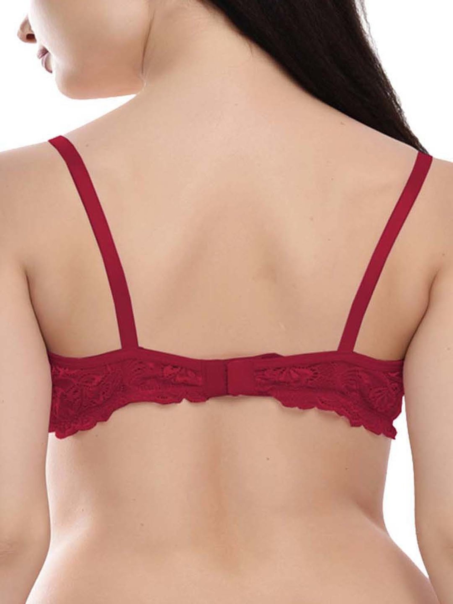 FIMS: Fashion is my Style Maroon & Beige Lace Work Everyday Bras - Pack Of 3