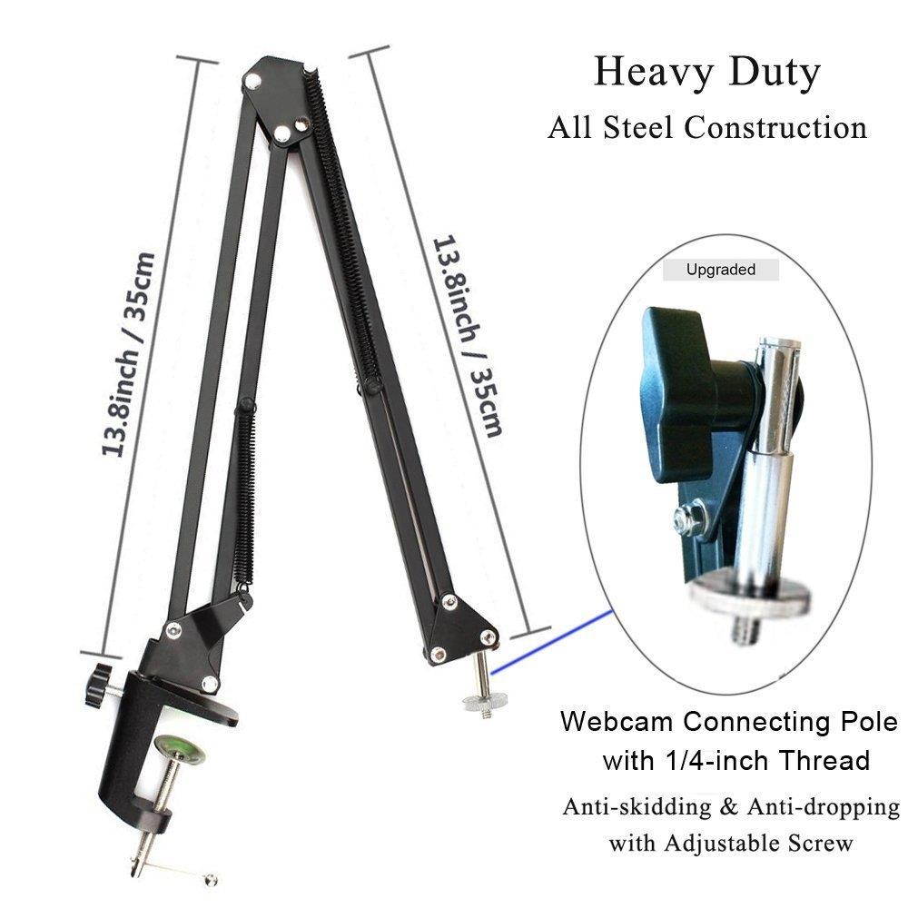 Etubby Webcam Mount Phone Holder Suspension Scissor Arm Webcam Stand Camera Phone Tripod Holder for Cellphones, Logitech Webcam C920 C930 C922 C615 and Other Devices with 1/4" Threaded