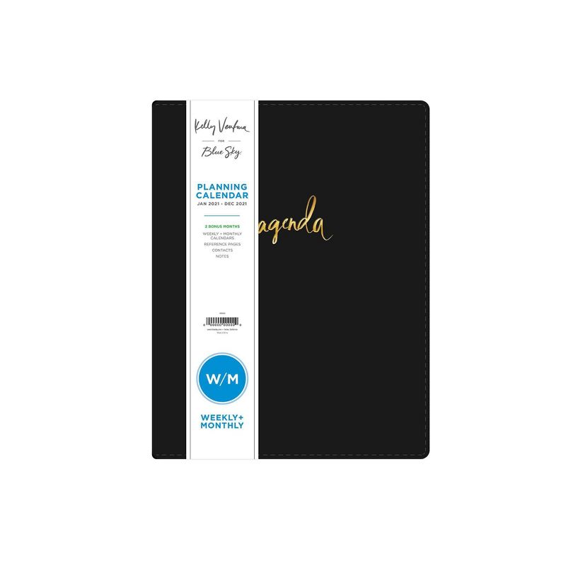 2021 Planner 8.5" x 11" Faux Leather Weekly/Monthly Wirebound Refillable Black - Kelly Ventura