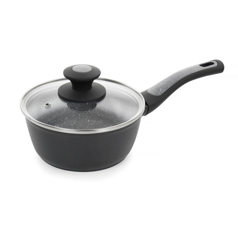 Oster 10 Piece Non-Stick Aluminum Cookware Set in Black and Grey Speckle