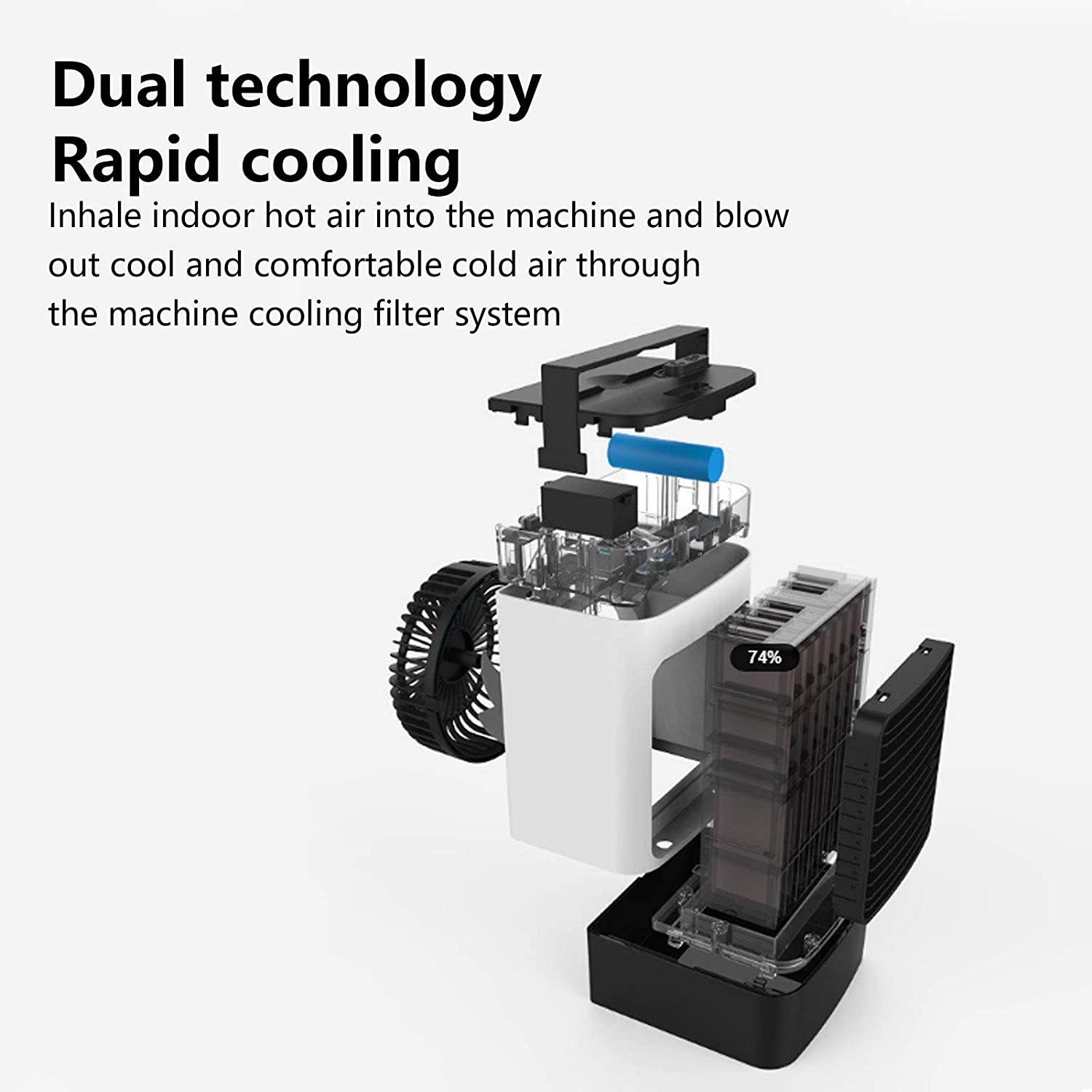 Air Conditioner Fan, 600ml Cooling Fan, for Office Home(Blue, Pisa Leaning Tower Type)