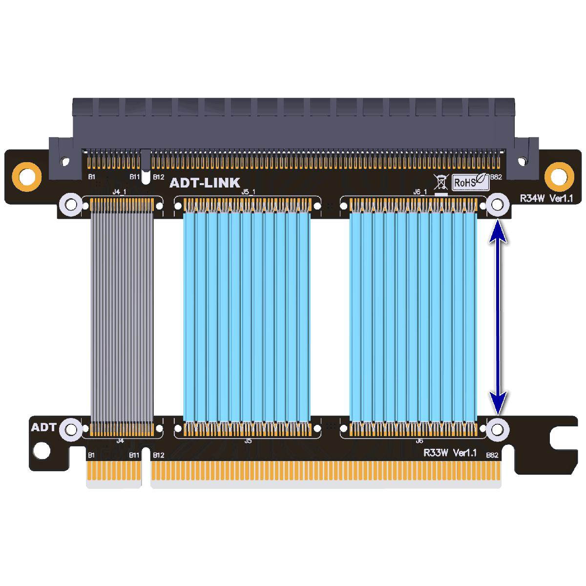 PCI-E 4.0 x16 Power Extension Cable Shielded Stable High Speed Cable 250mm