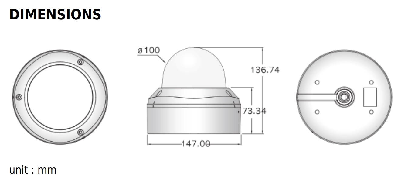 Eyemax Storm Series NIT-P4542V 4.2MP HD-Network IP Vandal DOME IR Camera 2.8-12mm 12V DC, POE OnviF ( Made In Korea )