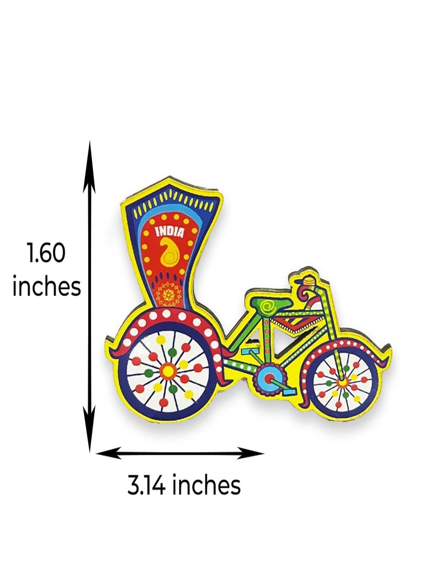 Desi Toys Kids Multicolor Cycle Rickshaw Fridge Magnet (3 x 1.6inches)