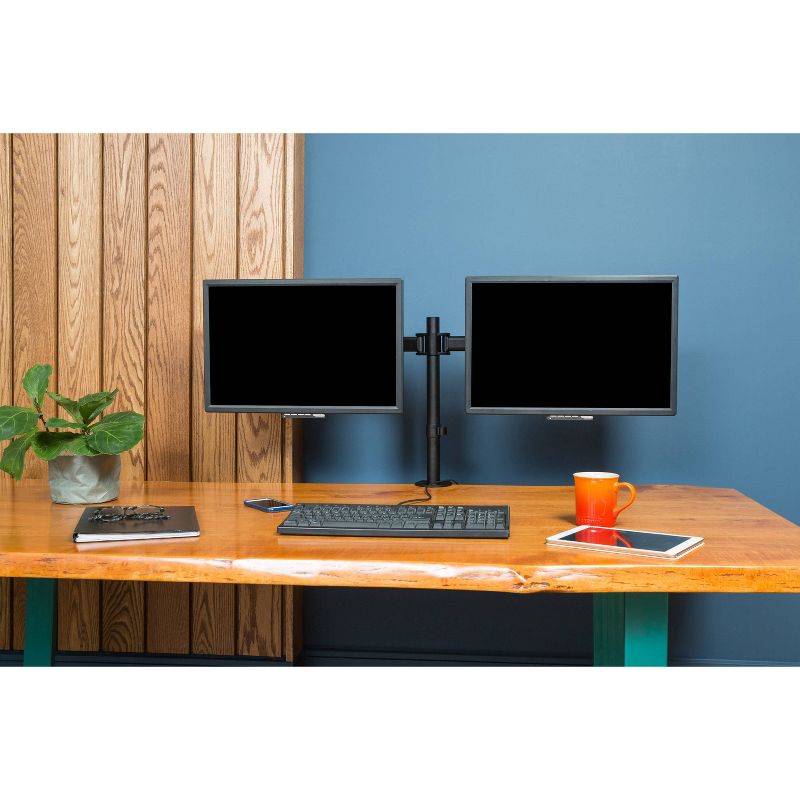 Double Articulated Dual Monitor Desk Mount, Black