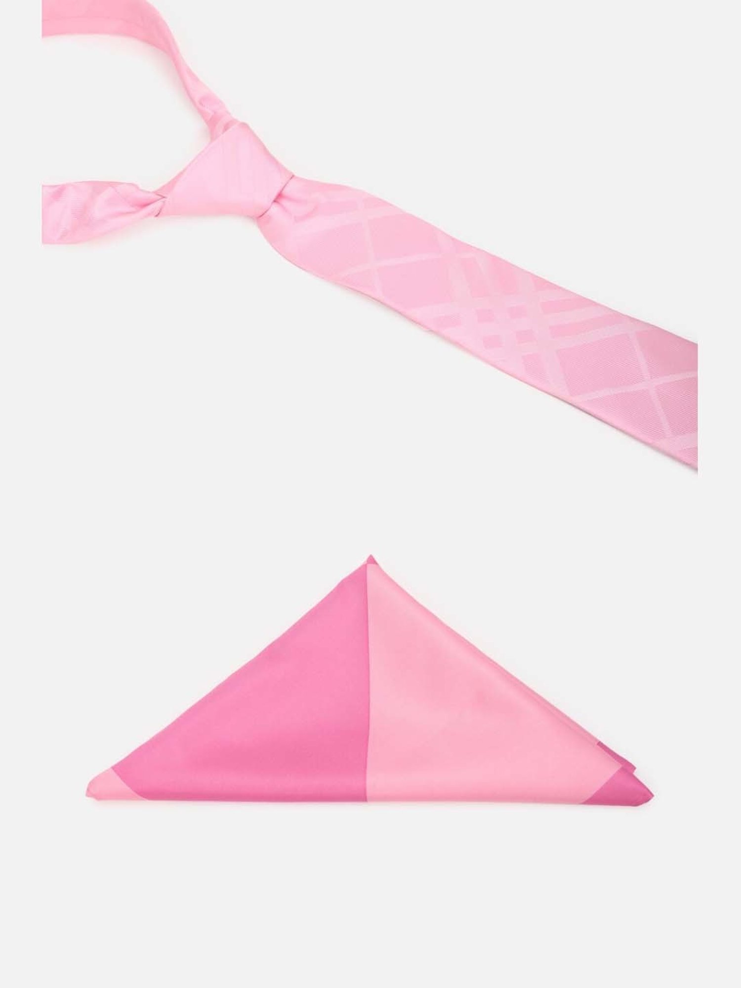 Louis Philippe Pink Textured Tie with Pocket Square