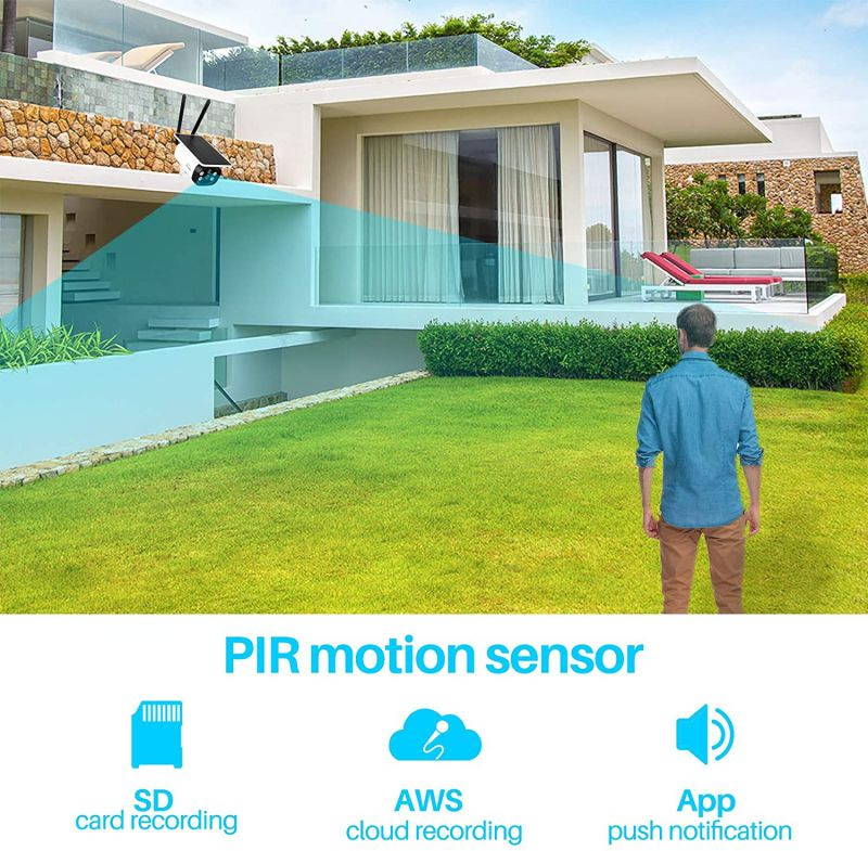 4G LTE Outdoor Battery and Solar-Powered Cellular Security Bullet Camera,SIM Card Included,1080P Starlight Night Vision, PIR Motion Detection ,No WiFi or Wire Needed-Wyave