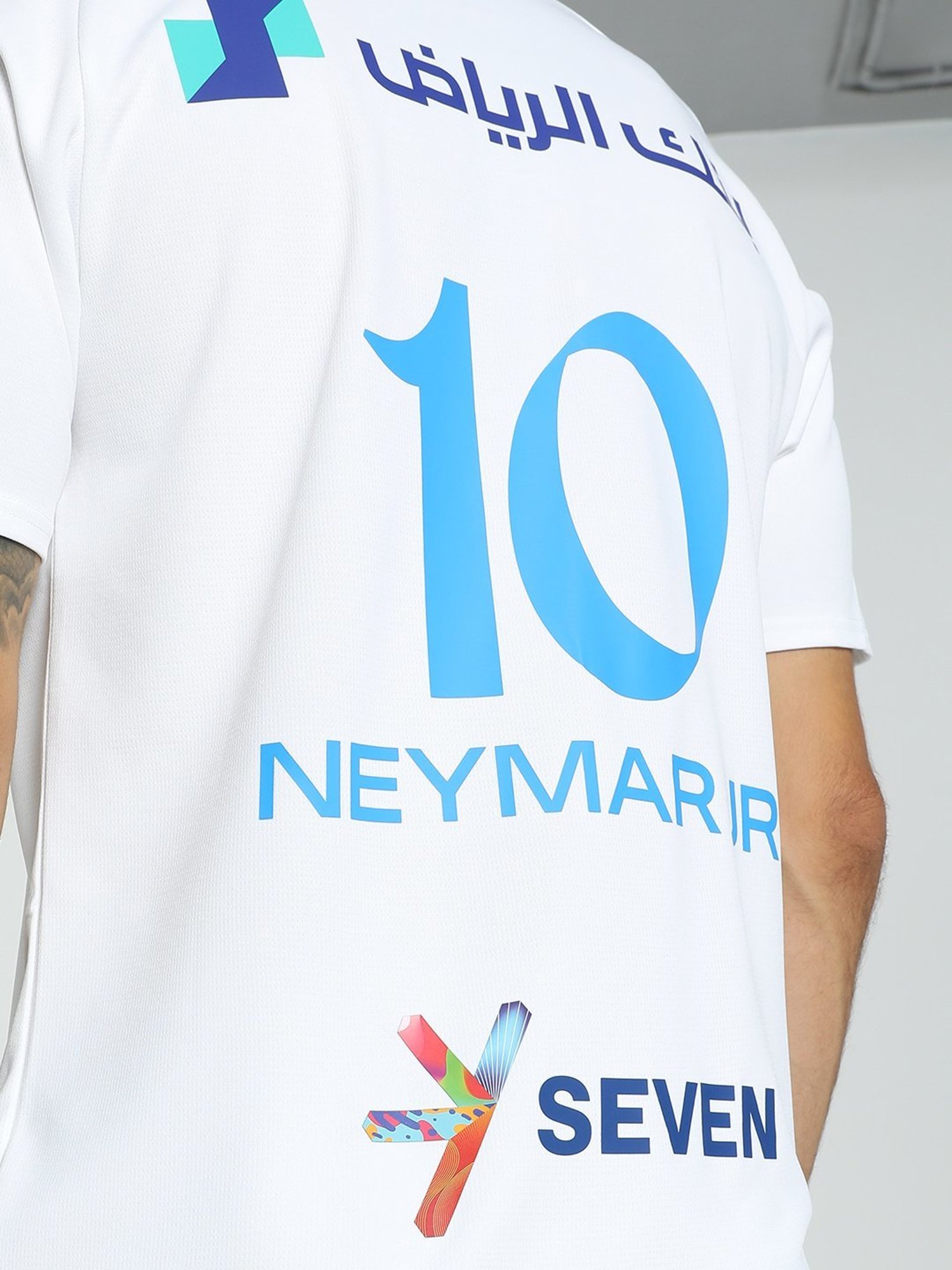 Puma Al Hilal SFC Neymar White-Ignite Blue Regular Fit Printed Sports T-Shirt