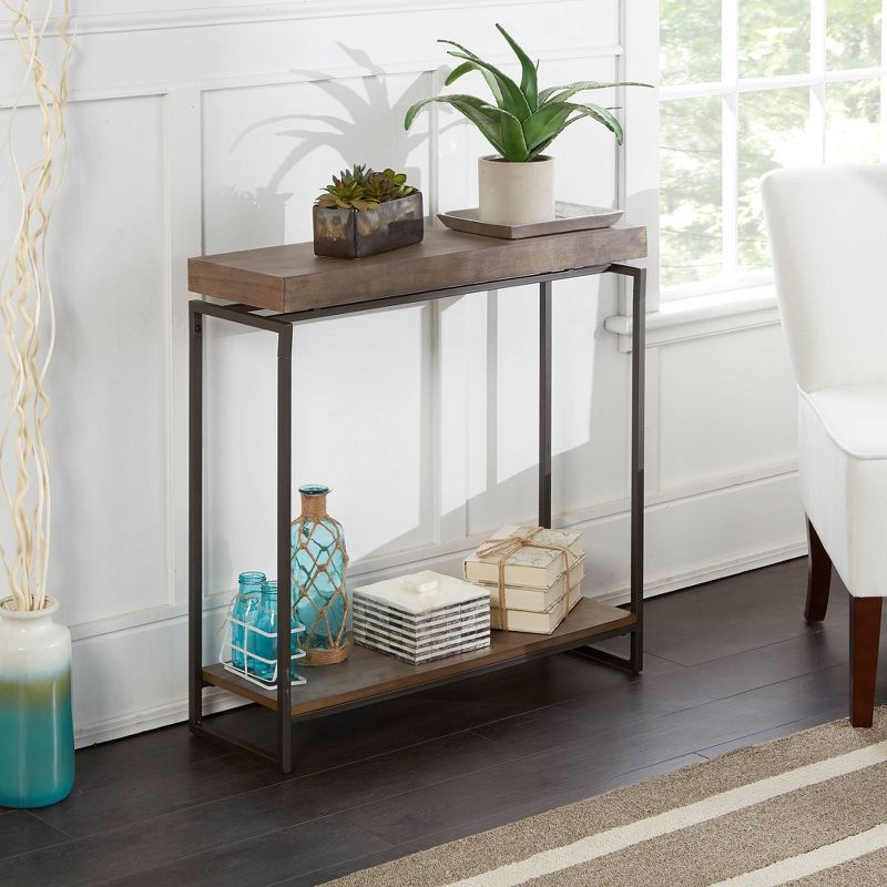 Floating Top Slim Console Table Gunmetal/Wood - Silverwood