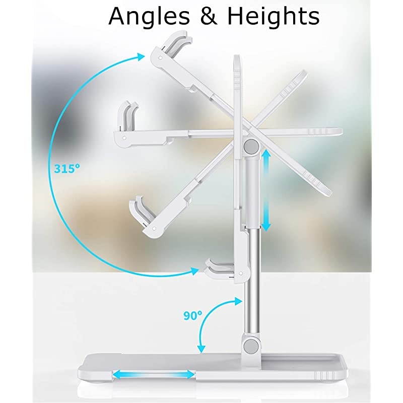Cell Phone Stand, Tablet Stand, Foldable Portable Desktop Holder Compatible with Smartphone/iPad/Kindle/Tablet (White)