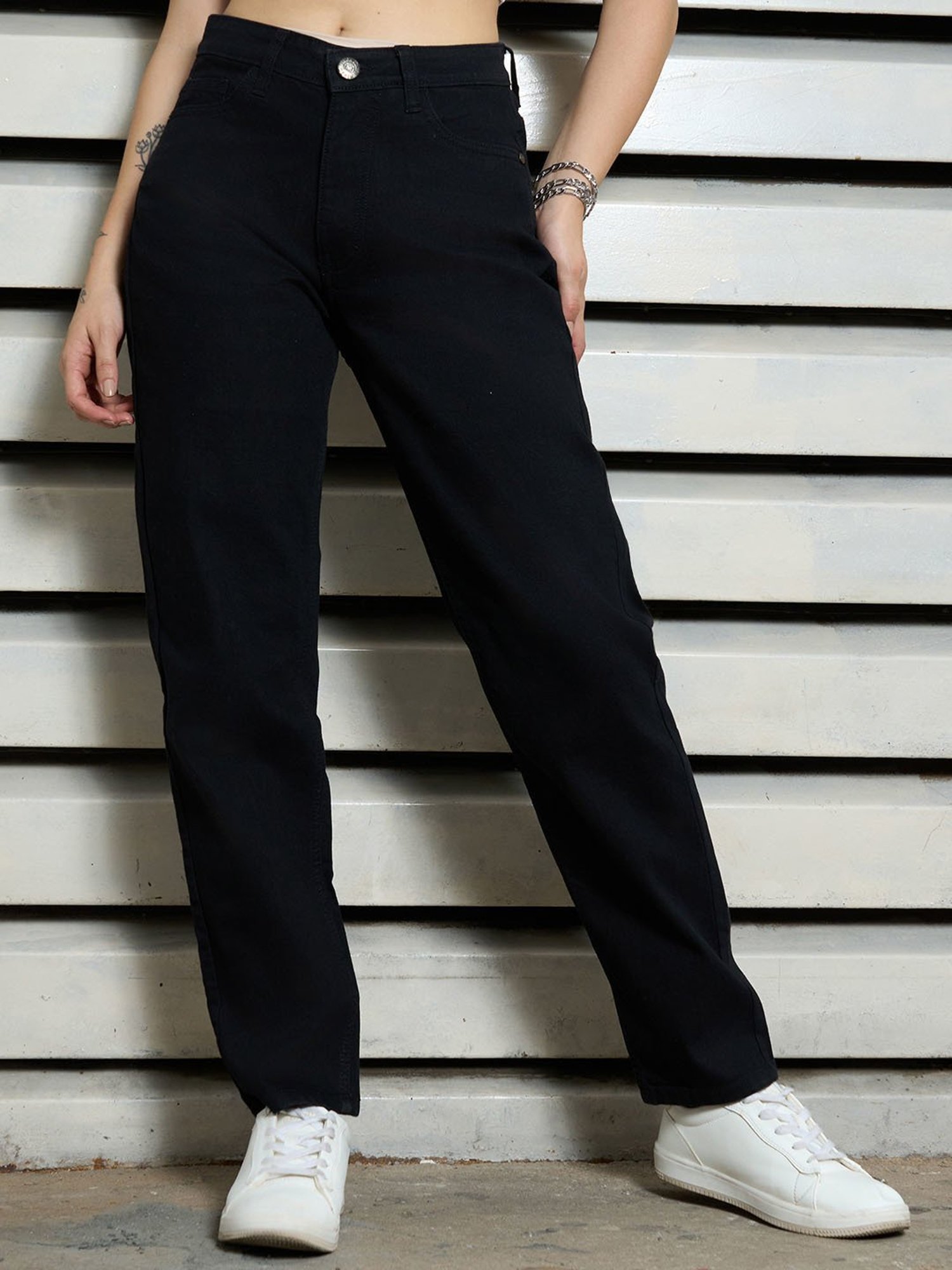 High Star Black Relaxed Fit High Rise Jeans