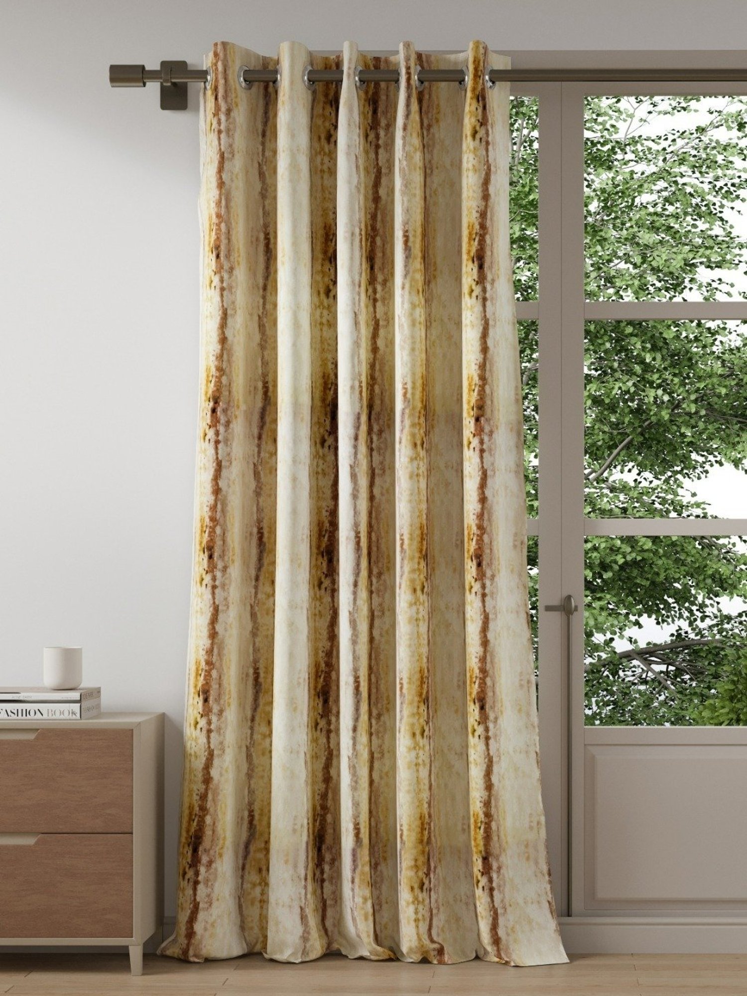 DDecor Abstract Beige Polyester 7 ft Door Curtain