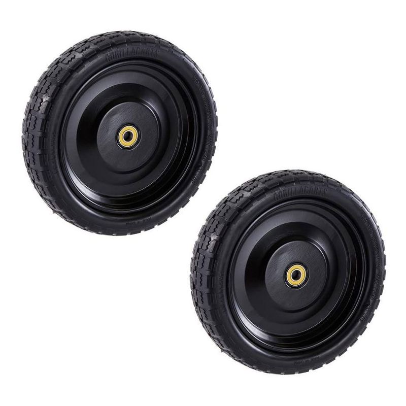 Gorilla Carts GCT13NF 13 Inch No Flat Replacement Pneumatic Tire Wheel with Offset Hub, Utility Garden Cart, Wheelbarrow, Dolly, and Wagon 2 Pack