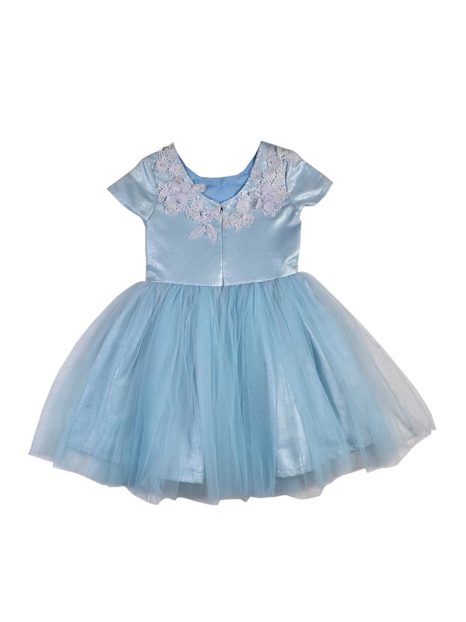 Gini & Jony Kids Blue Self Dress