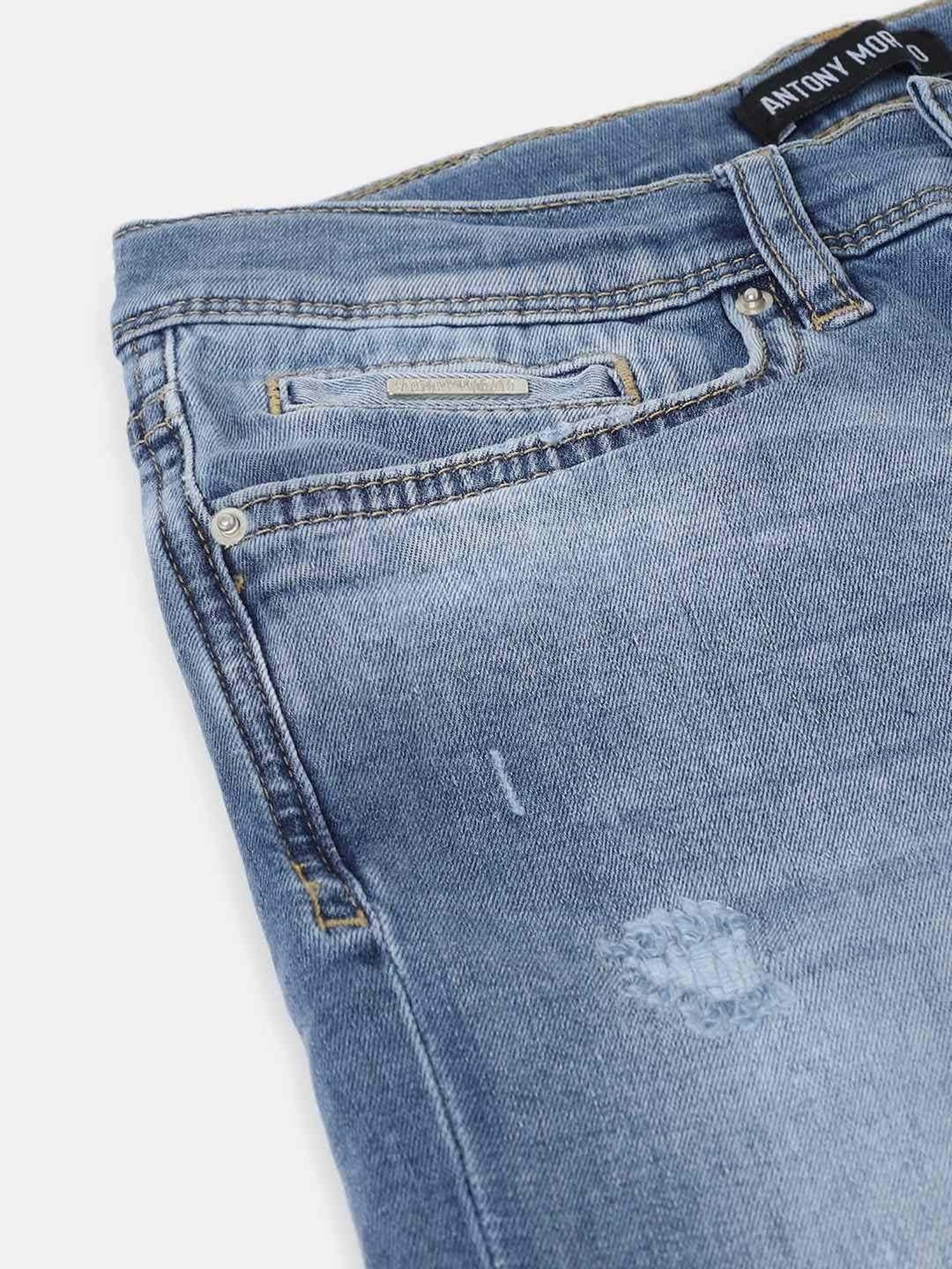 Antony Morato Kids Blue Cotton Distressed Shorts