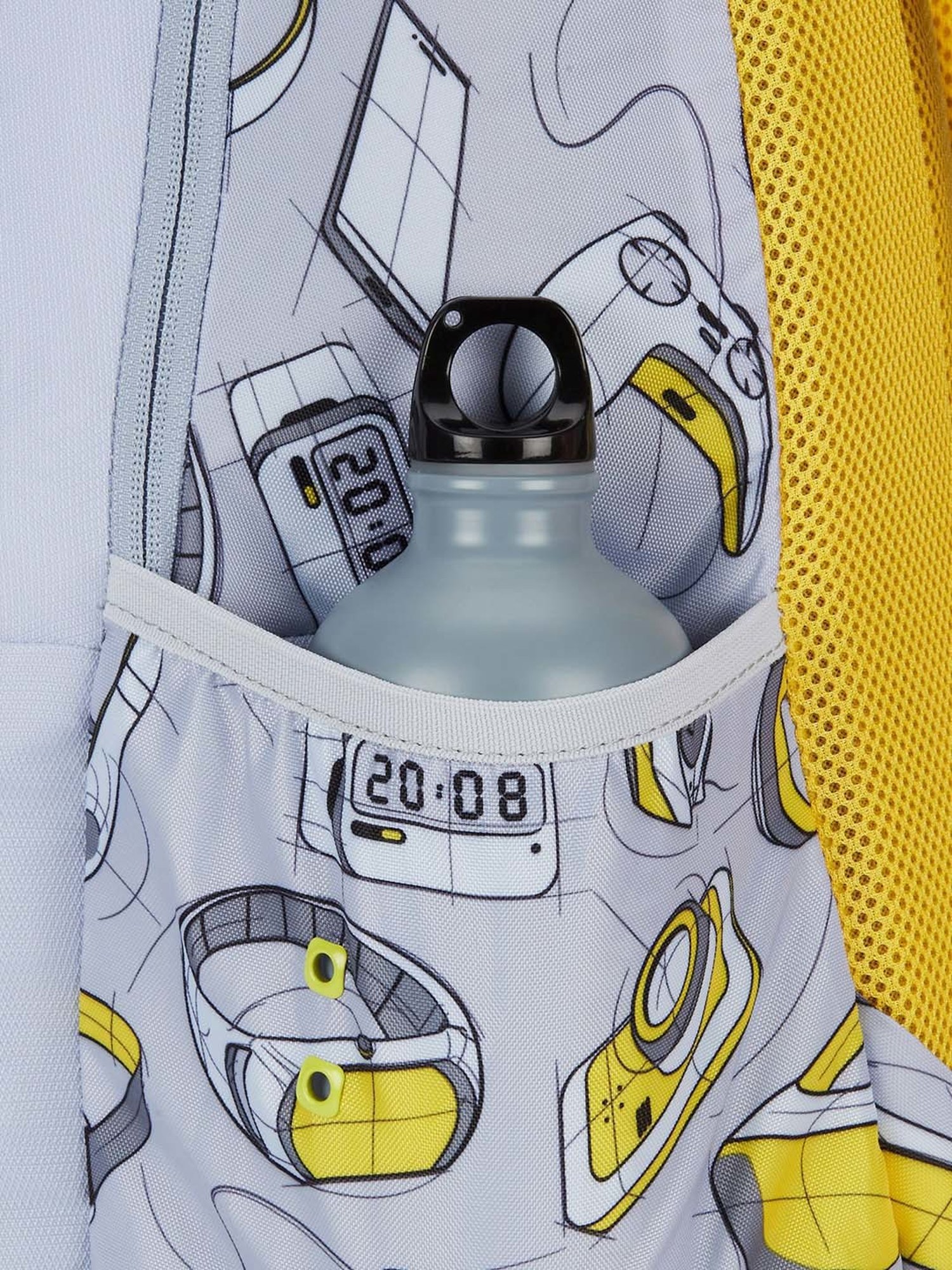 Wiki 31.5 Ltrs Grey & Yellow Medium Backpack