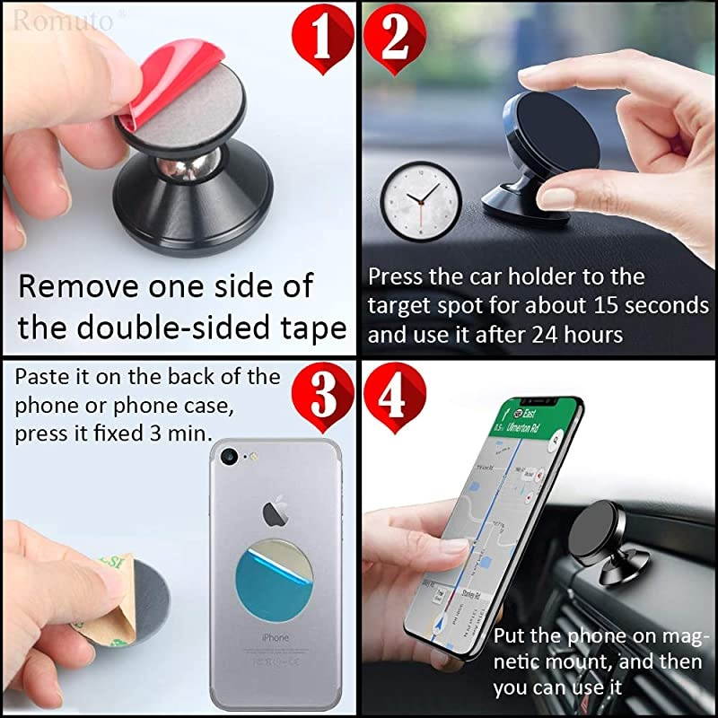 Pack] Magnetic Car Phone Holder, [01 New Version] Car Phone Holder Mount [Strong Magnets] Cell Phone Holder for Car [Case Friendly] Magnetic Car Mount Compatible with 4-6.7 inch Phones