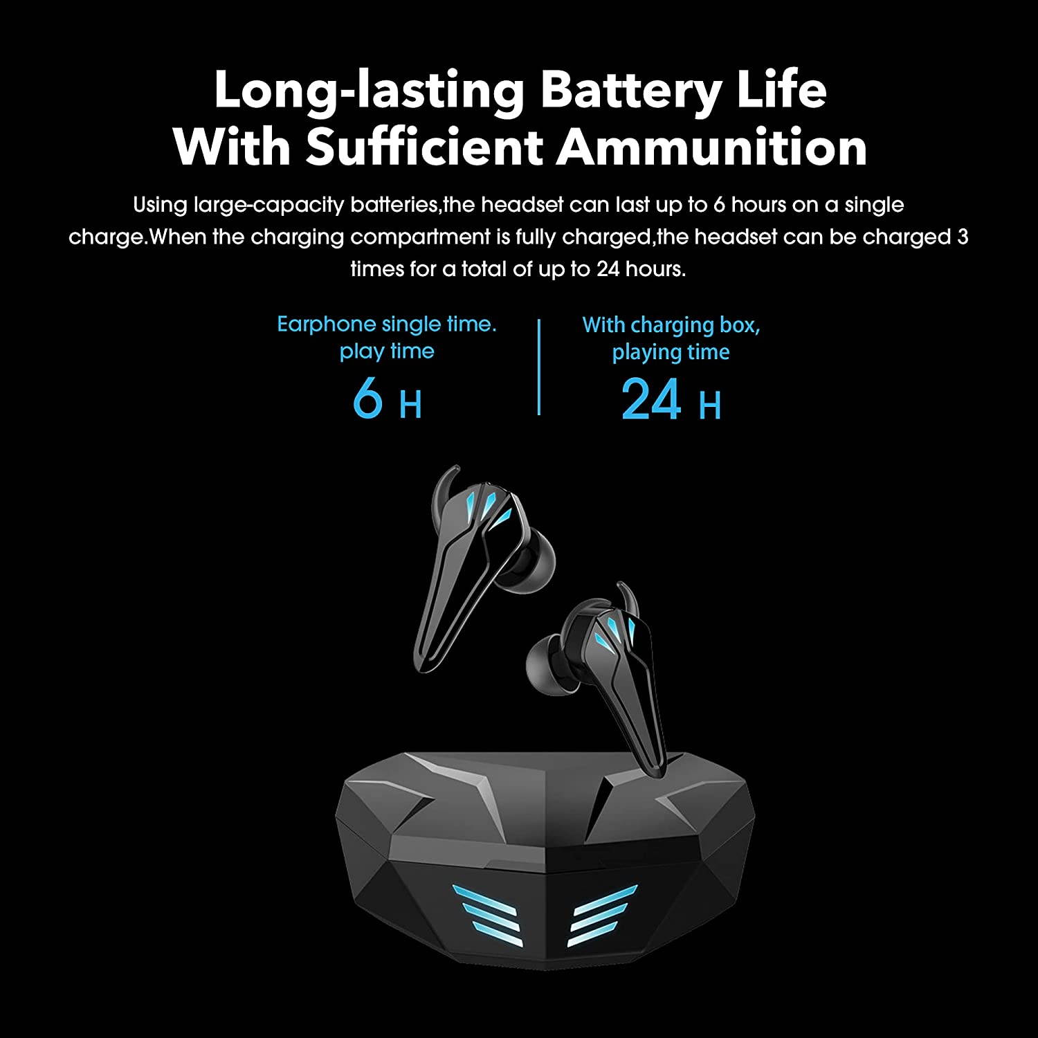 Gaming Earbuds TWS Earbuds True Wireless Earphone with Mic, Low-Latency Gaming Headset, 3D Surround Stereo TWS Bluetooth Headphone for PC Mobile Gamers (Black)