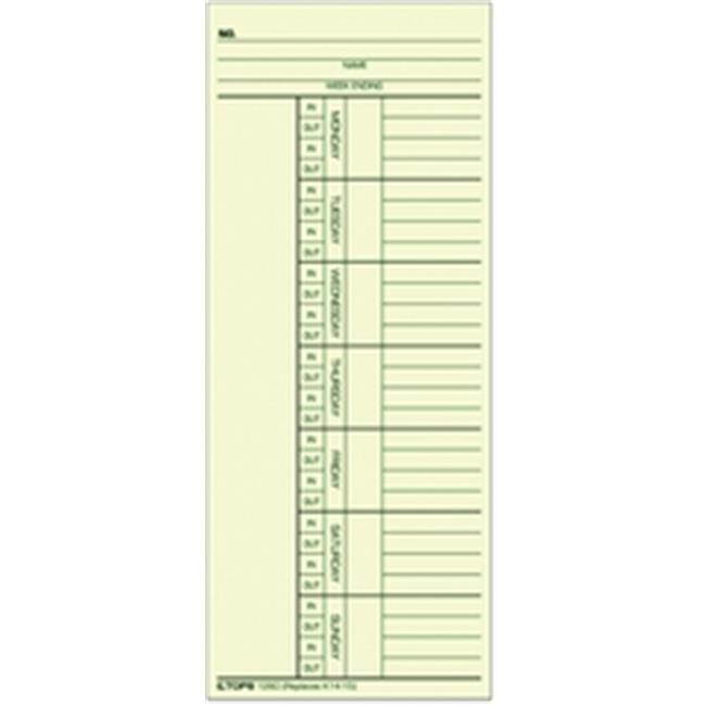 Tops Time Cards 143 lb. Named Days 3-3/8"x8-1/4" 100/PK 12603