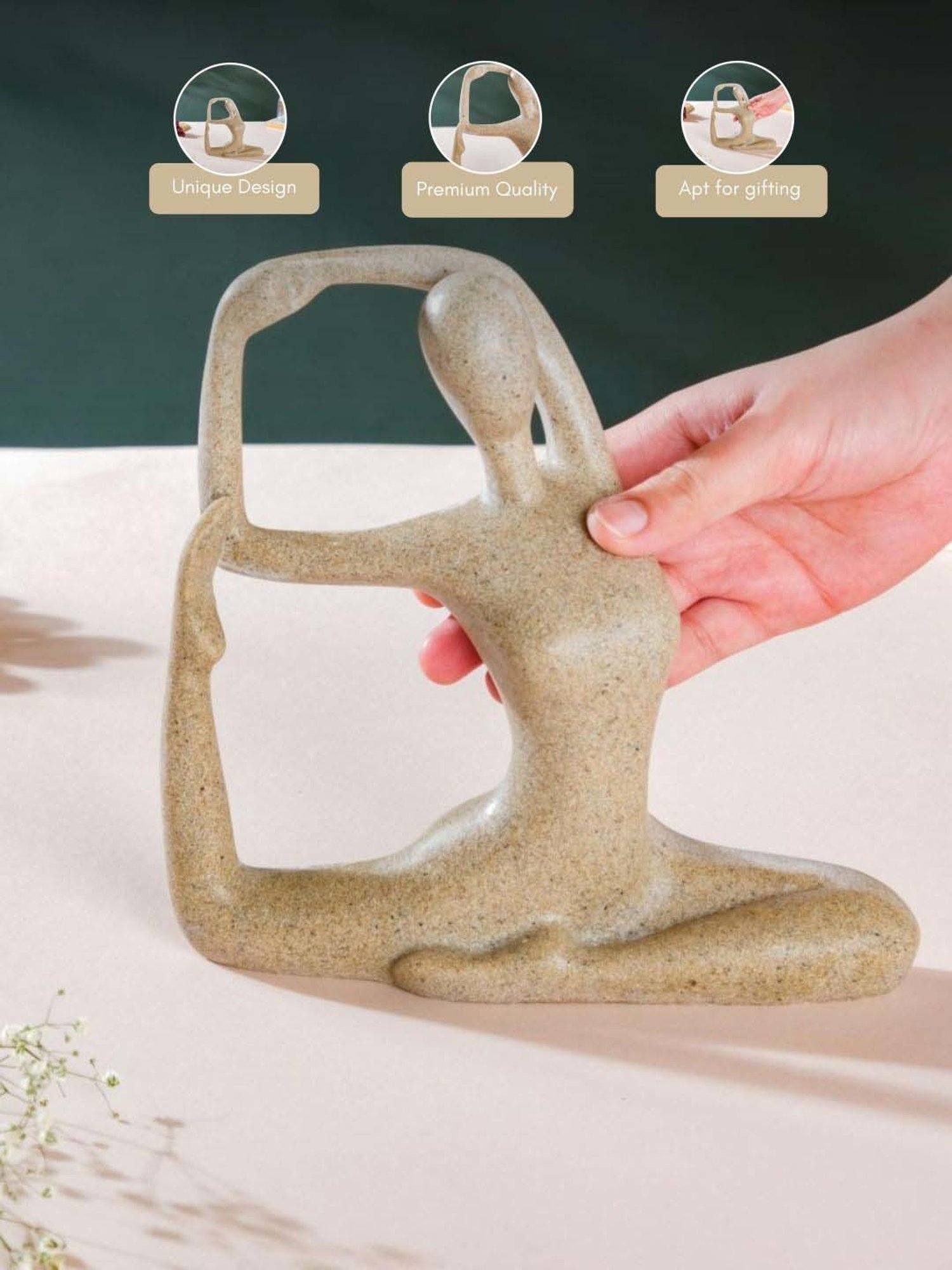 Nestasia Premium Quality Resin Made Cream Smooth Finish Yoga Showpiece For Home Decoration 8.26"