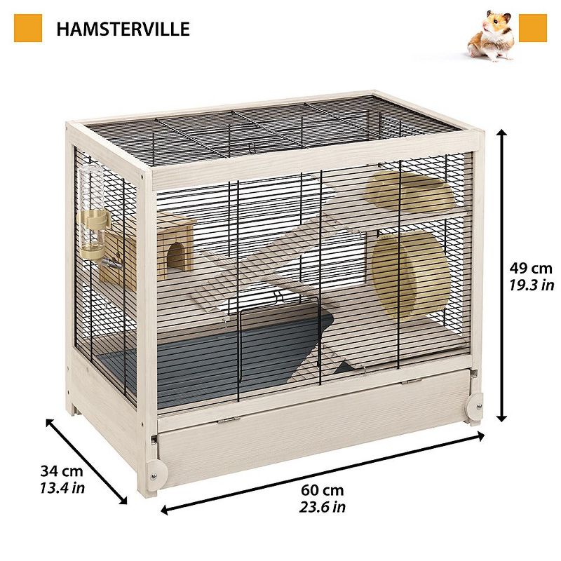 Trixie 2-Story Rabbit Hutch - Medium - Brown/White