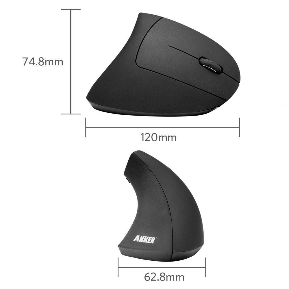 2.4G Optical Wireless Vertical Mouse - Ergonomic Wireless Mouse, 4 Adjustable DPI 1000/1600/2000/2400, forward/backward buttons, 6 Buttons for PC, Desktop, Laptop(Black)