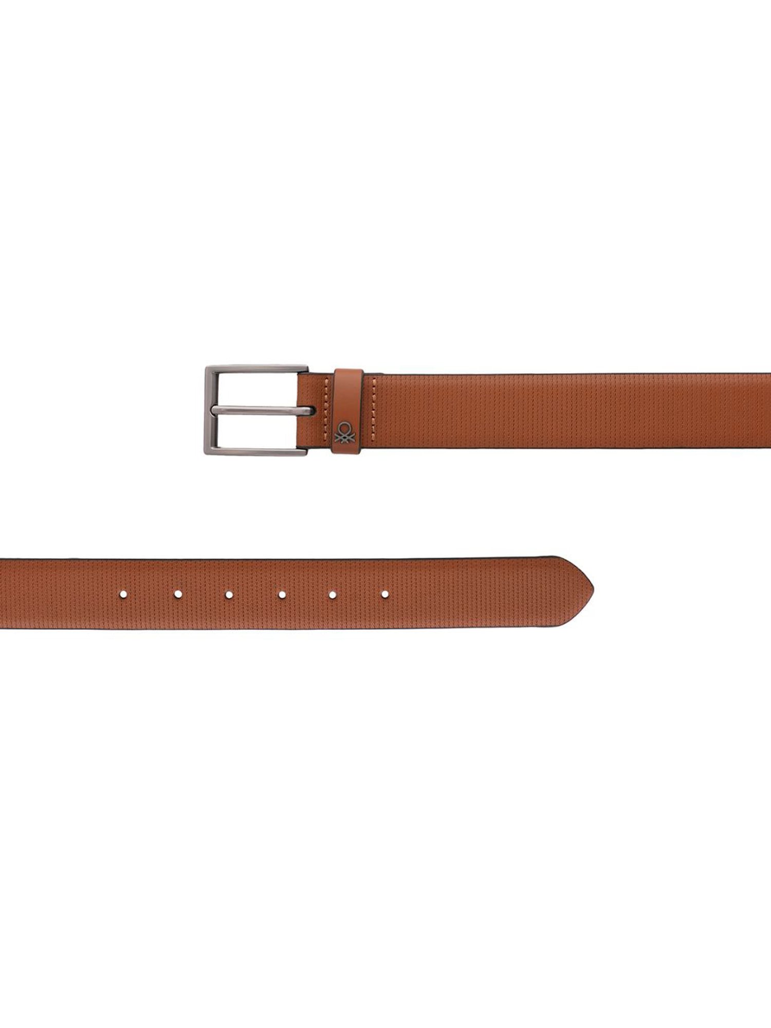 United Colors of Benetton Carcetti Tan Leather Textured Waist Belt
