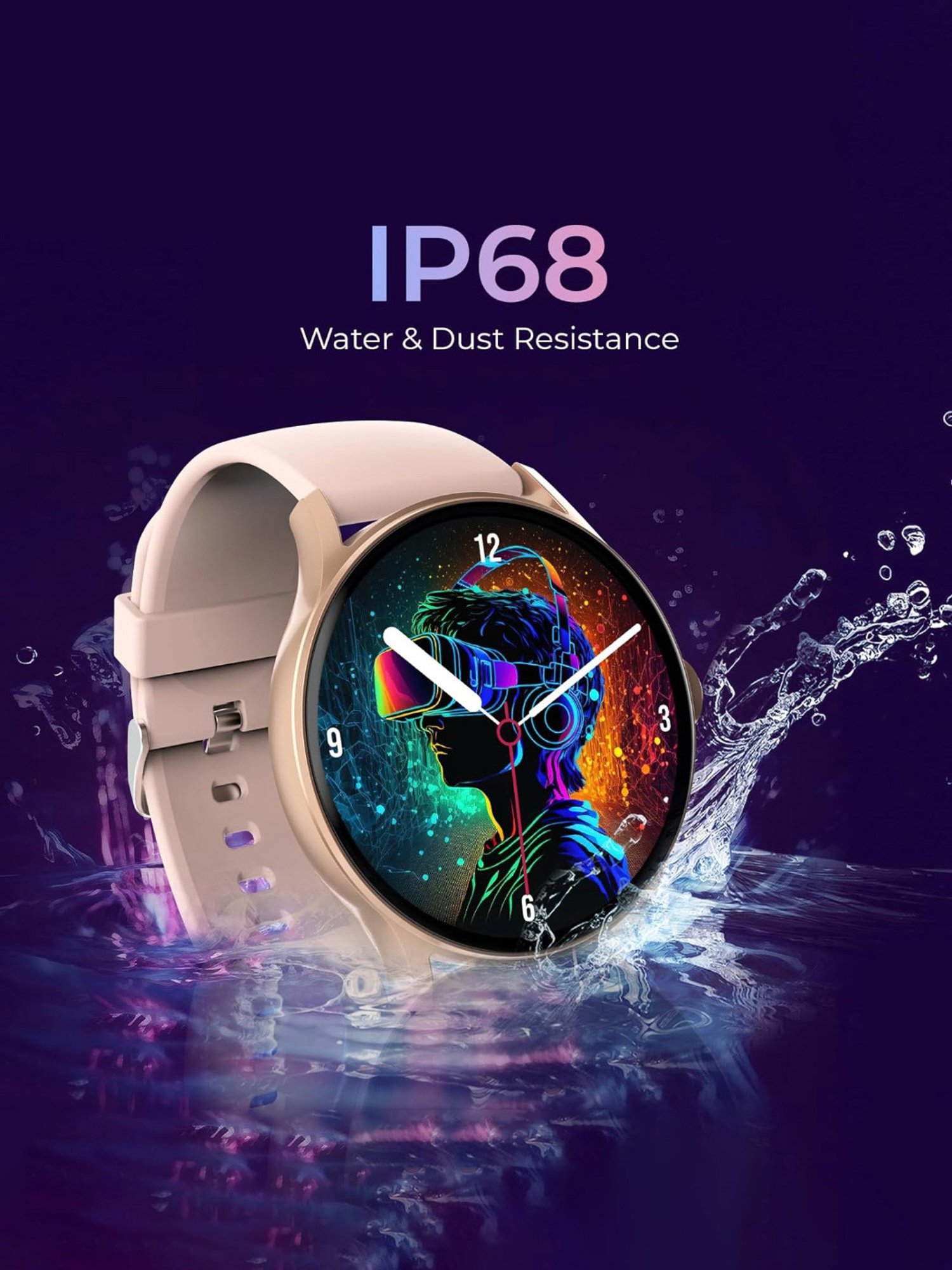 beatXP Flare Pro Bluetooth Calling Smartwatch with 1.39 inch HD Display & IP68 (Champagne Gold)