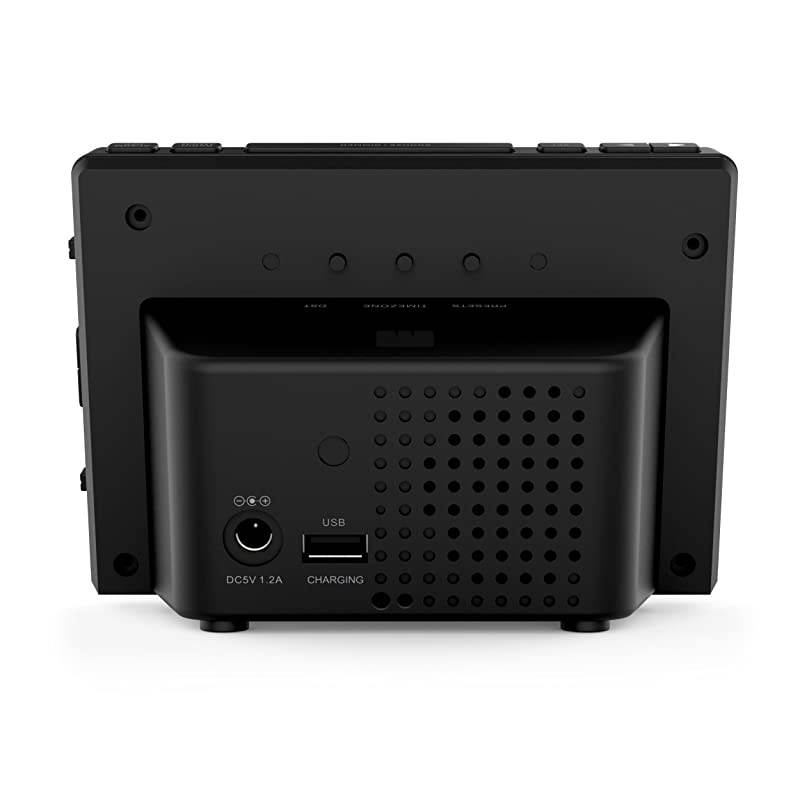 Alarm Clock Radio with USB Charging for Smartphones amp Tablets Auto Dimming Dual Gradual Wake Alarm Battery Backup Auto Time Set Large 48quot LED Display AMFM CR63