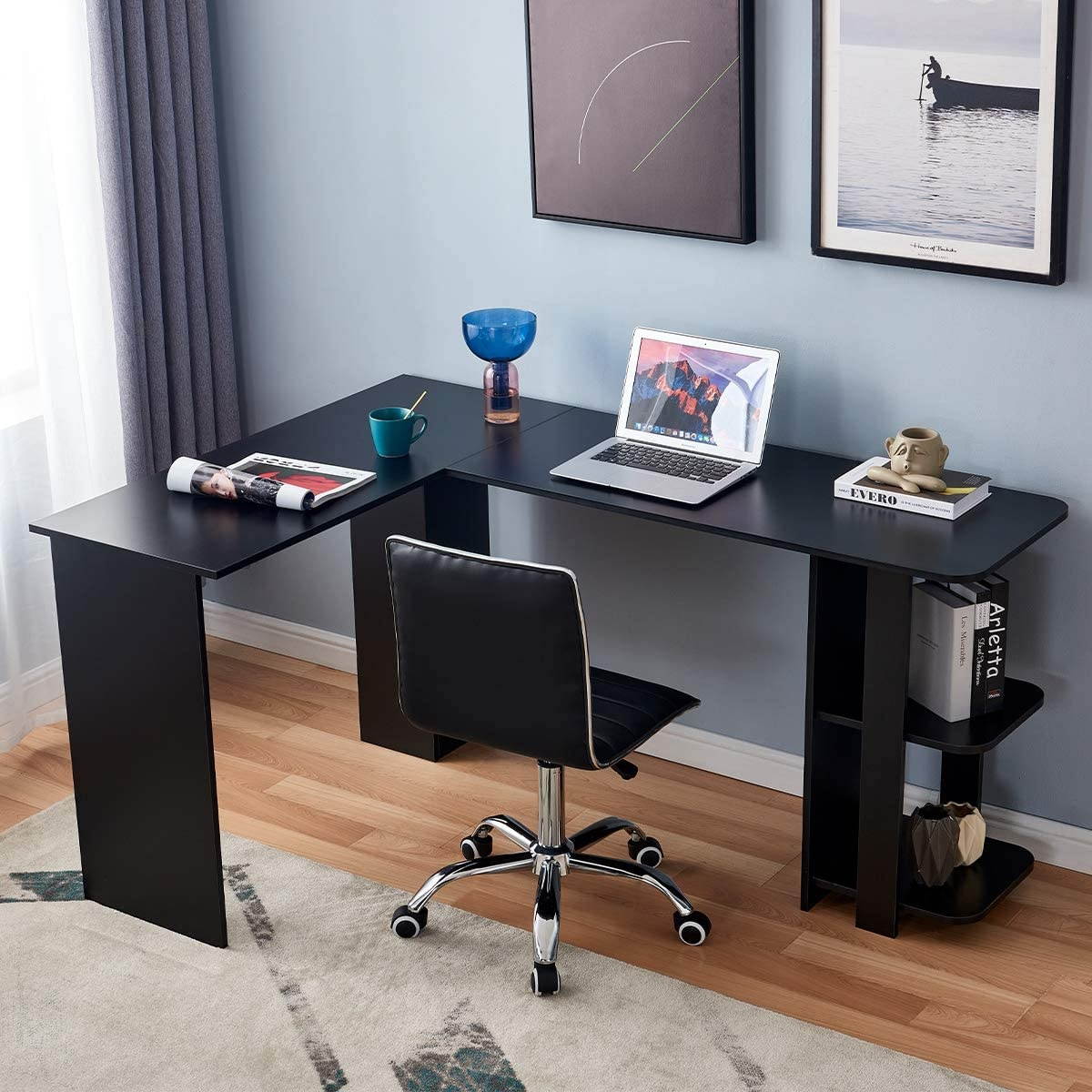 Lifetech Computer Desk 43.3" Modern Study Writing Desk for Home Office Simple Small Desk for Small Spaces, Black
