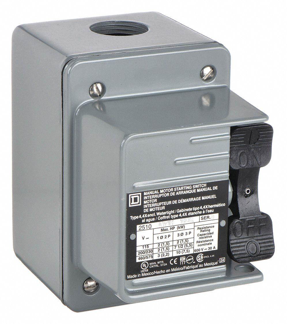 SQUARE D 2510KW1H Manual Motor Switch,IEC,0.63A,600V