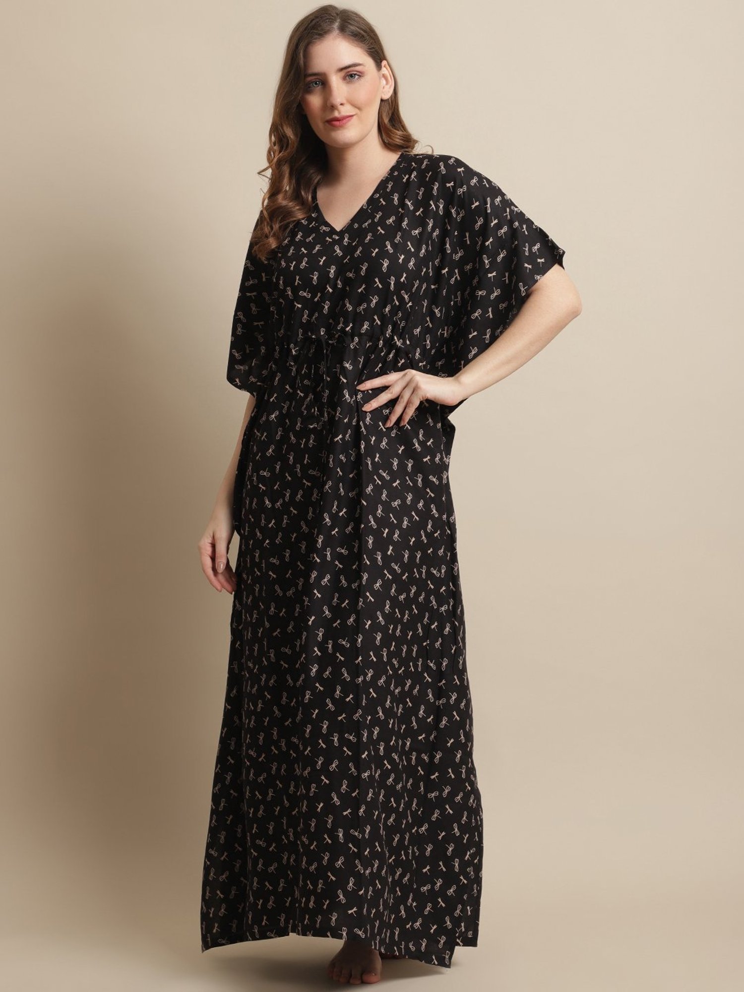 Boston Club Black Printed Kaftan