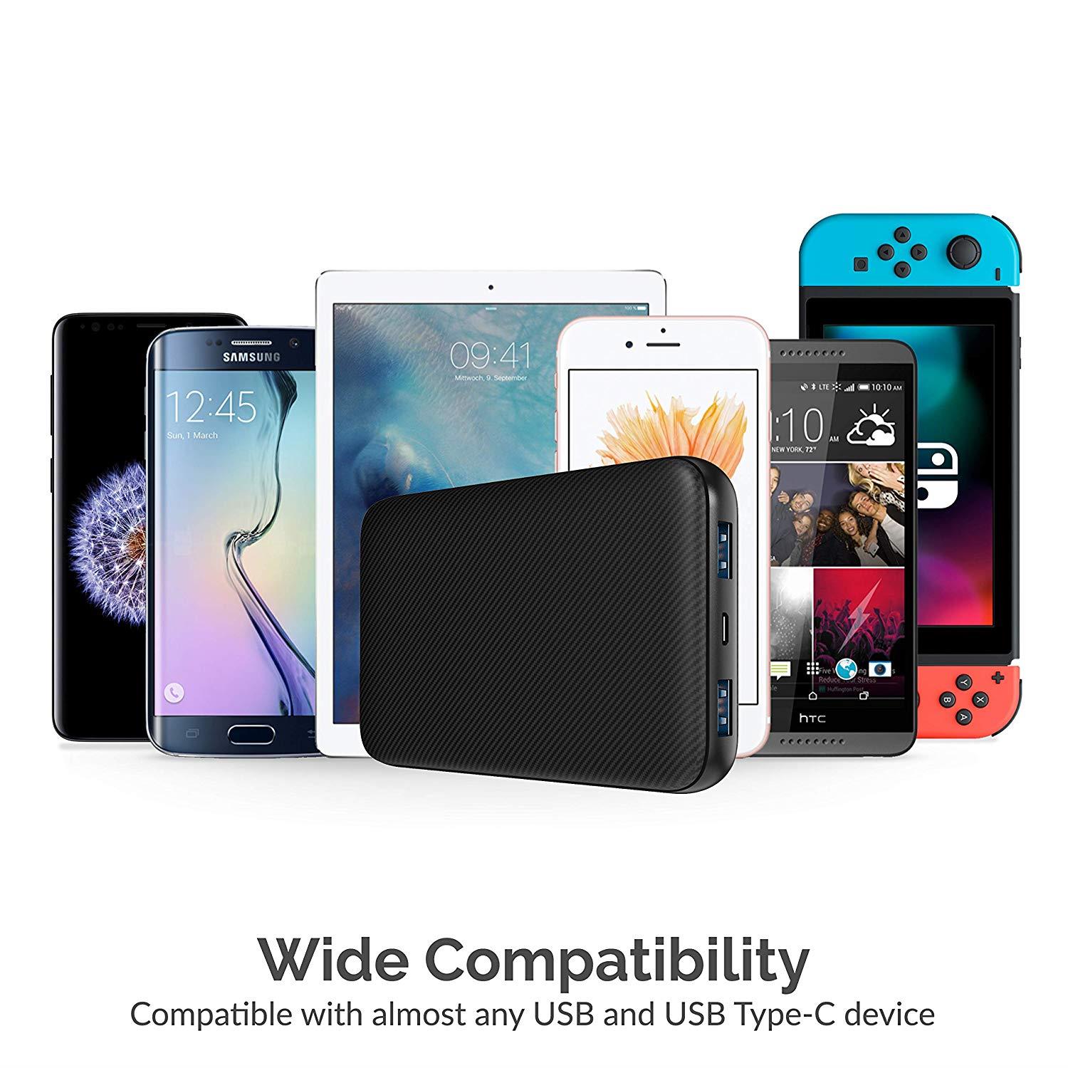 Sabrent 20000 mAh USB C PD Power Bank with Quick Charge 3.0 USB (PB-Y20B)