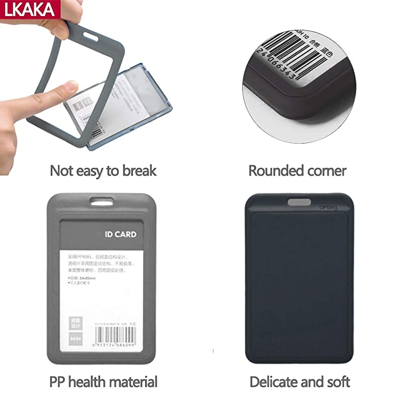 Badge Card Holder, Name Badge Holder with Lanyard, Neck Lanyard Holder for Women Men, Vertical Business Neck Card Holder(2PACK)